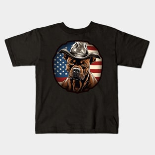 Patriotic American Staffordshire Terrier Kids T-Shirt